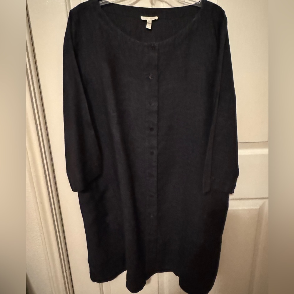 Eileen Fisher Aline tunic jean color organic linen tunic XL